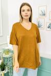 156526 V Yaka Oversize Ince Triko Kumas Tshirt